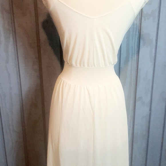 Vintage 80's Negligee Peignoir Sheer Chiffon Nightgown Petit Point White Wedding - Picture 9 of 11